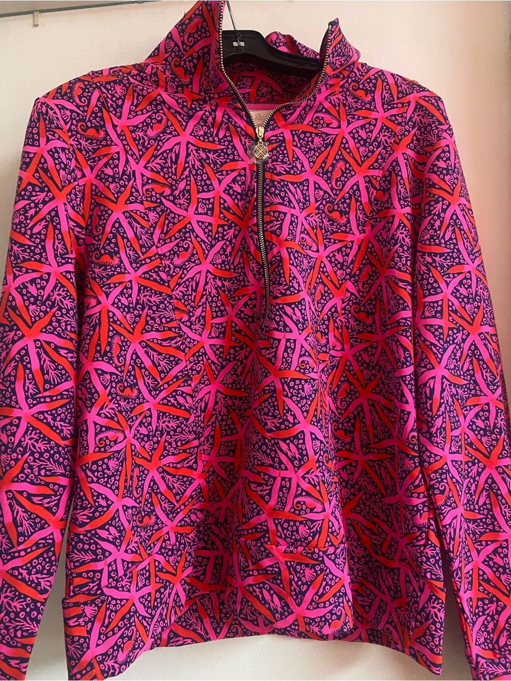 Lilly Pulitzer Pink, Navy & Coral Zip-Front Jacket